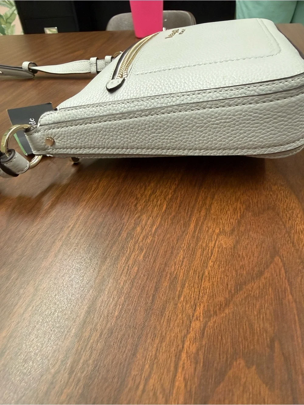 kate spade White Pebbled Leather Crossbody Bag with Gold Hardware